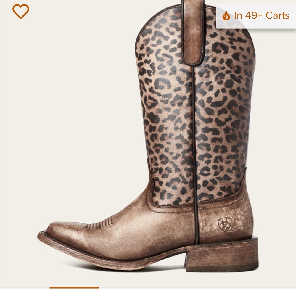 Ariat Women's Brown Leopard Print Heeled Cowboy Boots - Picture 5 of 7